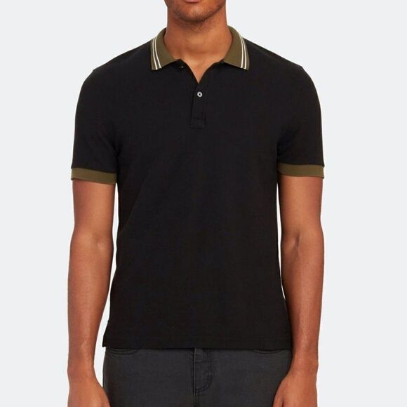 ATM Anthony Thomas Melillo - XL - Pique Polo with Tipping Detail Black